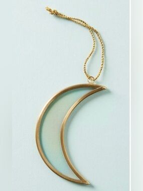 Anthropologie Iridescent Crescent Moon Christmas  Ornament Rare HTF NEW
